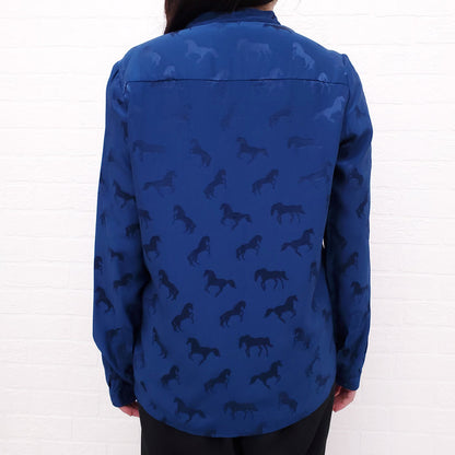 STELLA MCCARTNEY BLUE HORSE PRINT BLOUSE - SIZE 40