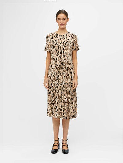 STEPHANIE SHORT SLEEVE DRESS (SANDSHELL ABSTRACT)