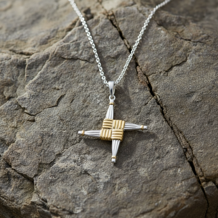 Sterling Silver Gold St. Brigid Cross