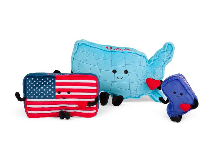 Stuffed States USA - USA Map Stuffed States Mascot Plush Pillow