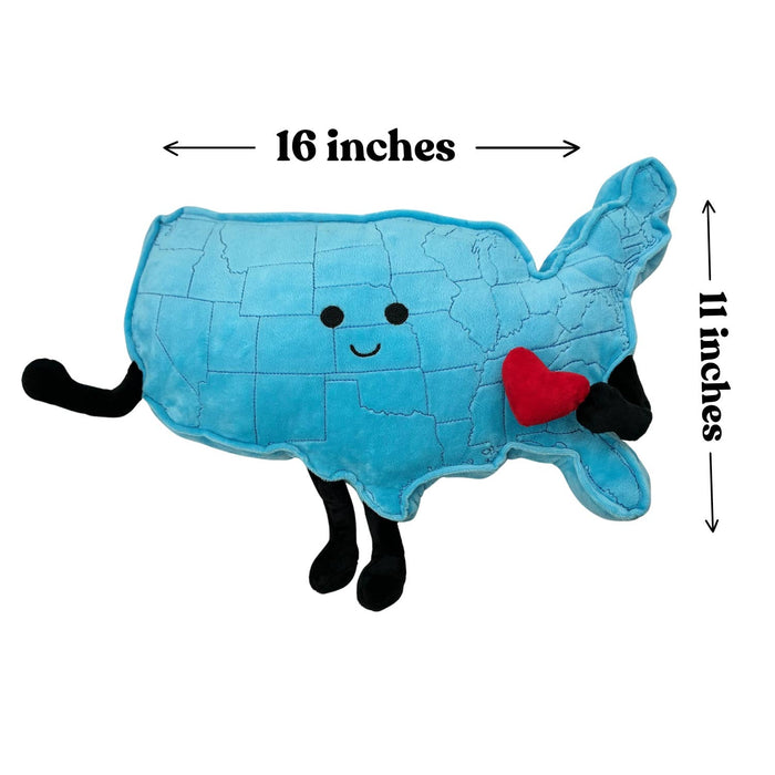 Stuffed States USA - USA Map Stuffed States Mascot Plush Pillow