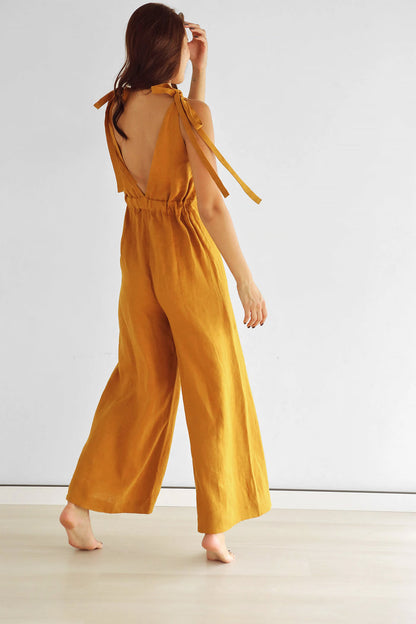 Summer Linen Jumpsuit KAURI - IN STOCK