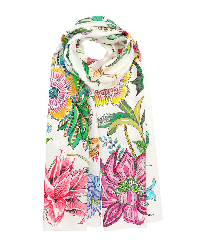 Sunkissed Vine Silk Oblong Scarf in color beach multi