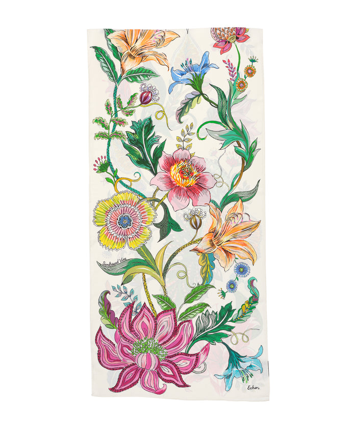 Sunkissed Vine Silk Oblong Scarf in color beach multi