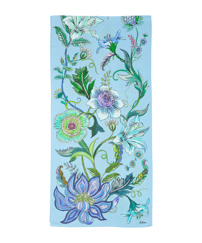 Sunkissed Vine Silk Oblong Scarf in color chambray