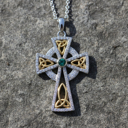 Trinity Gold Plated Cross Embellished With Swarovski Crystals
