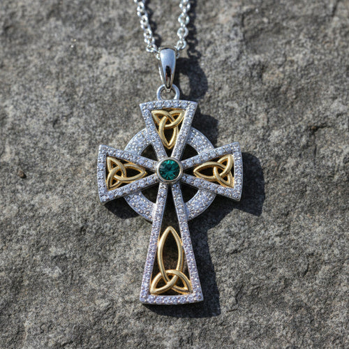 Trinity Gold Plated Cross Embellished With Swarovski Crystals