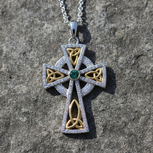 Trinity Gold Plated Cross Embellished With Swarovski Crystals
