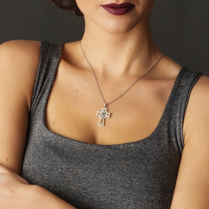 Trinity Gold Plated Cross Embellished With Swarovski Crystals