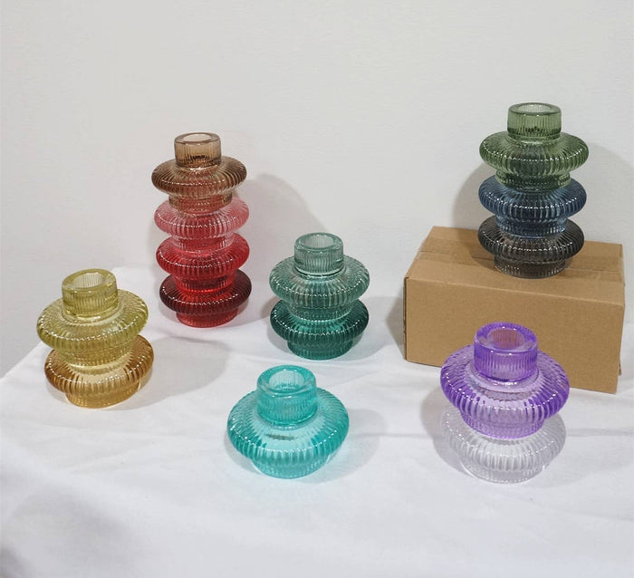 Sweet Home Deco - Taper/Tea Light Candlesticks, Stackable/Revers CandleHolders