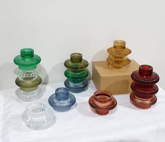 Sweet Home Deco - Taper/Tea Light Candlesticks, Stackable/Revers CandleHolders