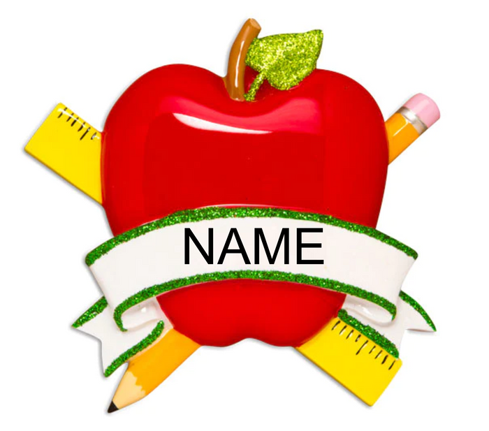 Teacher Apple 2 Christmas Ornament