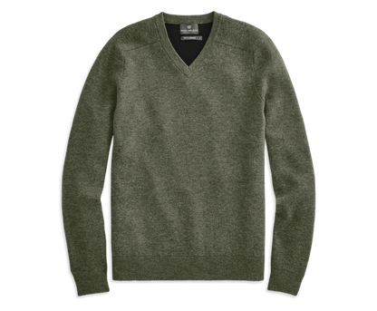 Forest Heather | Front view of Tech Cashmere V Neck Sweater in Forest Heather