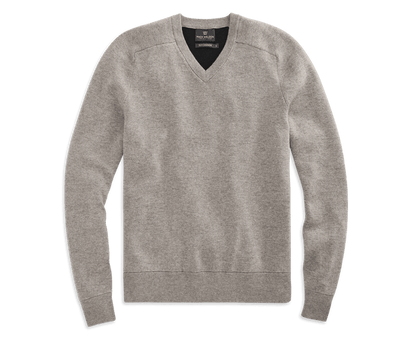 Walnut Heather | Front view of Tech Cashmere V Neck Sweater in Walnut Heather