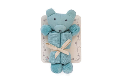 Teddy Bear with pompom  Hand Knitted Cuddle Cloth | 100% Premium Cotton