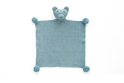 Teddy Bear with pompom  Hand Knitted Cuddle Cloth | 100% Premium Cotton
