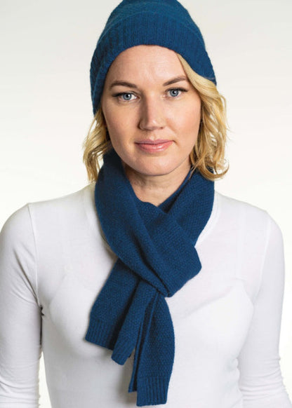 Possum and Merino  TR100 Moss Stitch Scarf - A plain scarf using moss stitch.  Makes a set with TR49 Plain Gloves and TR200 Moss Stitch Beanie.   One Size Only – Approx. 19cm wide x 157cm long   Made proudly in New Zealand from a luxurious blend of 25% possum fur, 65% merino & 10% silk.