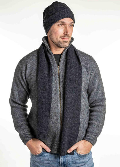Possum and Merino  TR100 Moss Stitch Scarf - A plain scarf using moss stitch.  Makes a set with TR49 Plain Gloves and TR200 Moss Stitch Beanie.   One Size Only – Approx. 19cm wide x 157cm long   Made proudly in New Zealand from a luxurious blend of 25% possum fur, 65% merino & 10% silk.