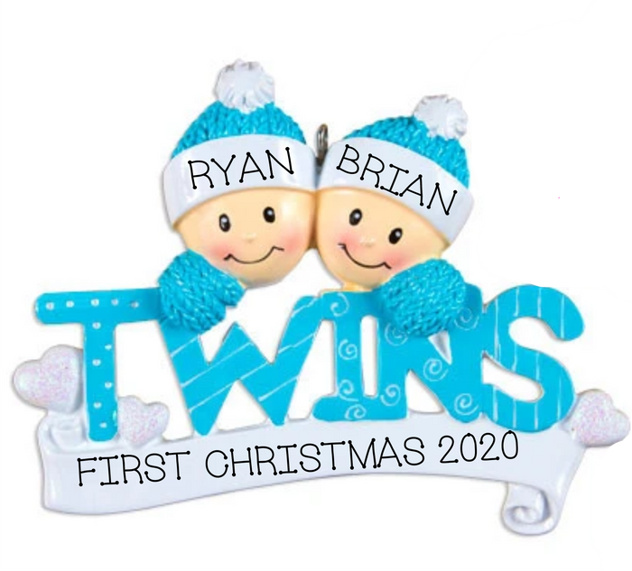 Twin Boys, Personalized Christmas Ornament