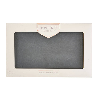 Twine - 11 inch Slate Cheese Board with Natural Edges Includes Chalk