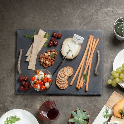 Twine - 15.5 inch Slate Cheese Board w Hemp Handles Includes Chalk