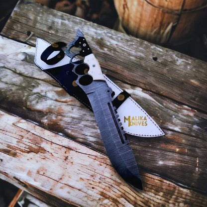 Unleash Your Edge with the Black White Damascus Bowie Knife - RFE Marketing Ventures