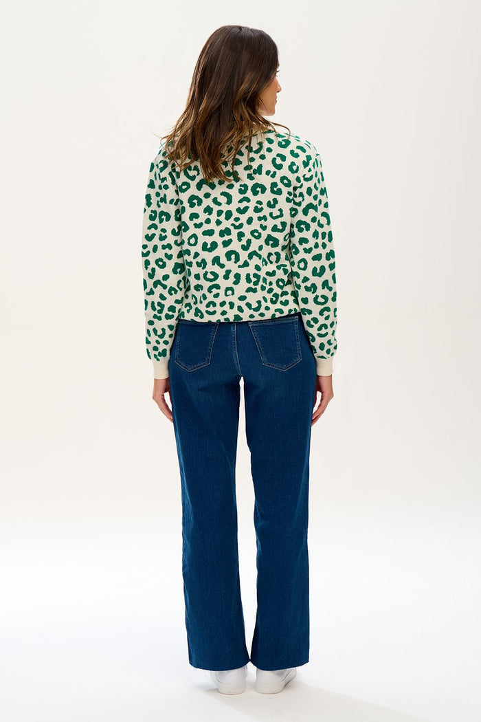 VALENTINA COLLARED JUMPER (GREEN LEOPARD)
