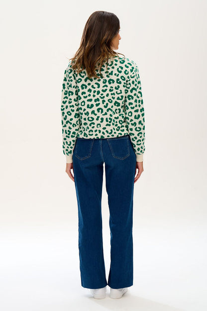 VALENTINA COLLARED JUMPER (GREEN LEOPARD)
