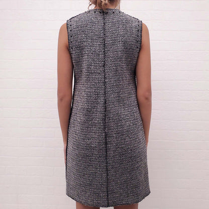VALENTINO TWEED DRESS WITH BLACK GROMMETS - SIZE 8