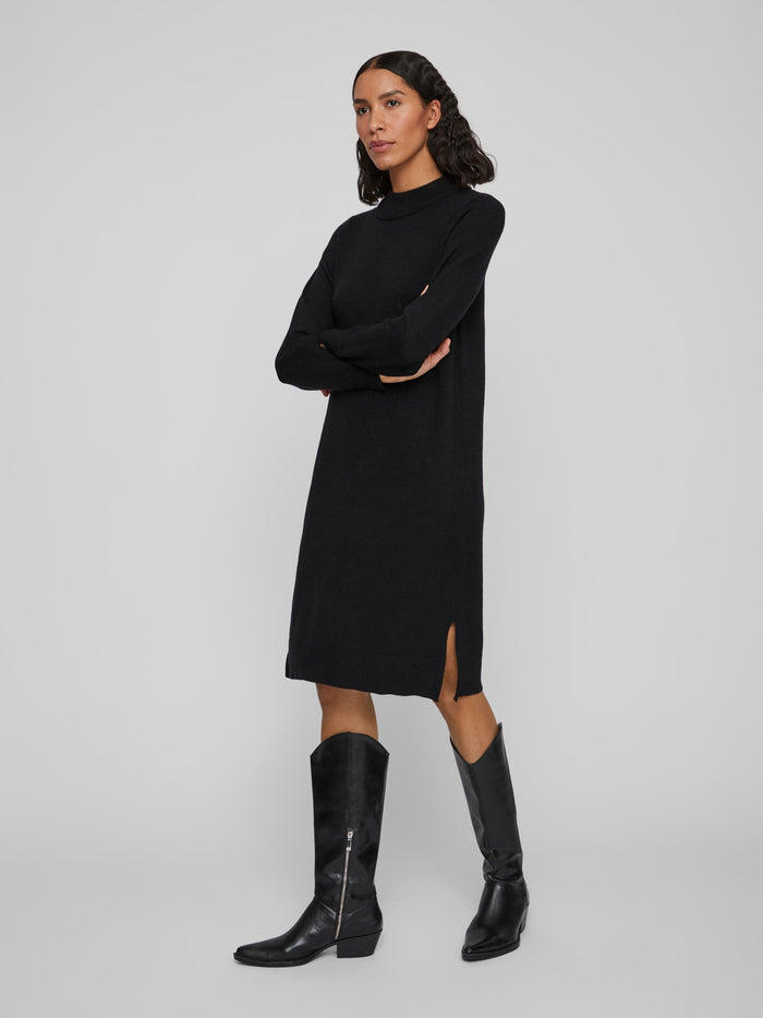 VERONICA CREW NECK MIDI DRESS (BLACK)