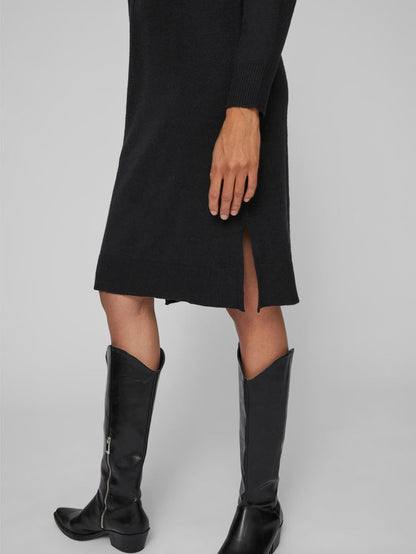 VERONICA CREW NECK MIDI DRESS (BLACK)