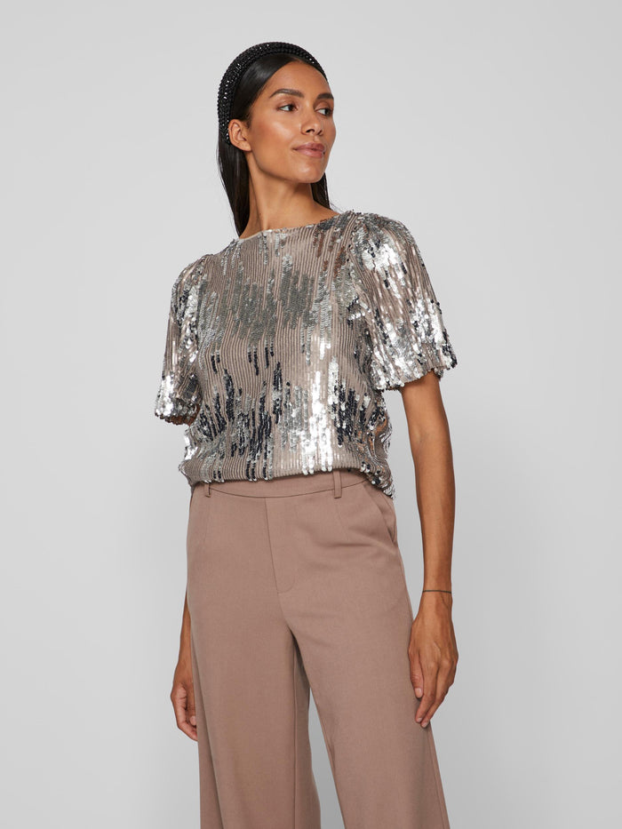 VIAMA SEQUIN TOP (SILVER)