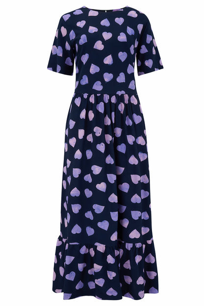 Vicky Batik Smock Dress | Big Hearts (Navy/Lilac)