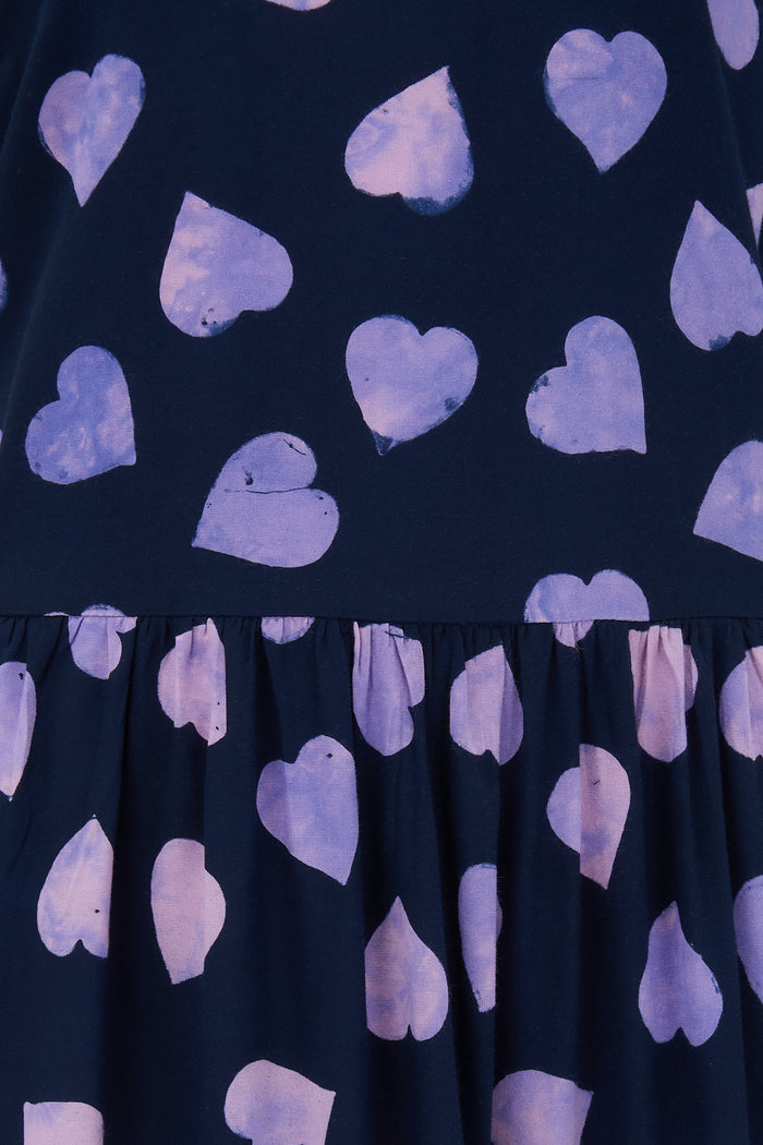 Vicky Batik Smock Dress | Big Hearts (Navy/Lilac)