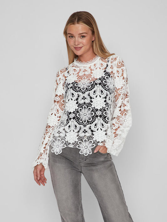 VIDA L/S LACE TOP (CLOUD DANCER)
