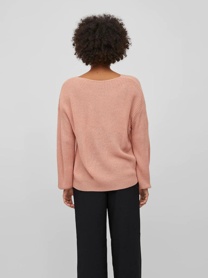 Viena V-Neck Lace Top (Coral Cloud)