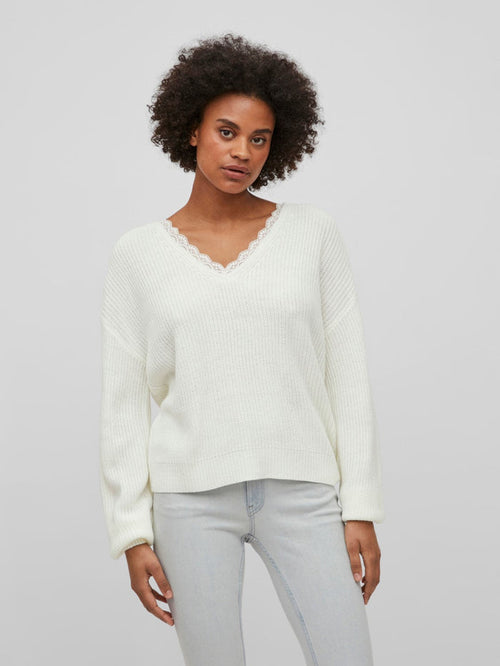 Viena V-Neck Lace Top (White Asylum)