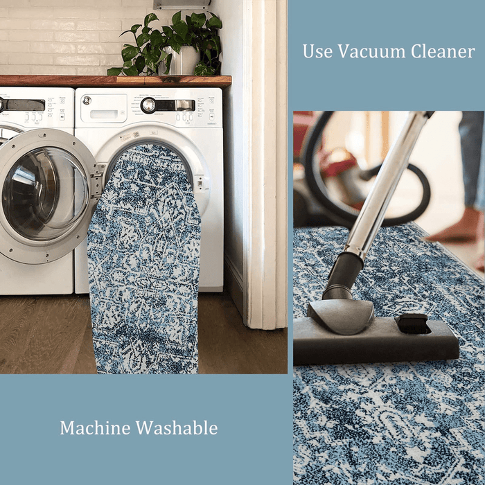 Vintage 5' x 7' Rug Washable Rug - Blue - Wichita Home Outlet