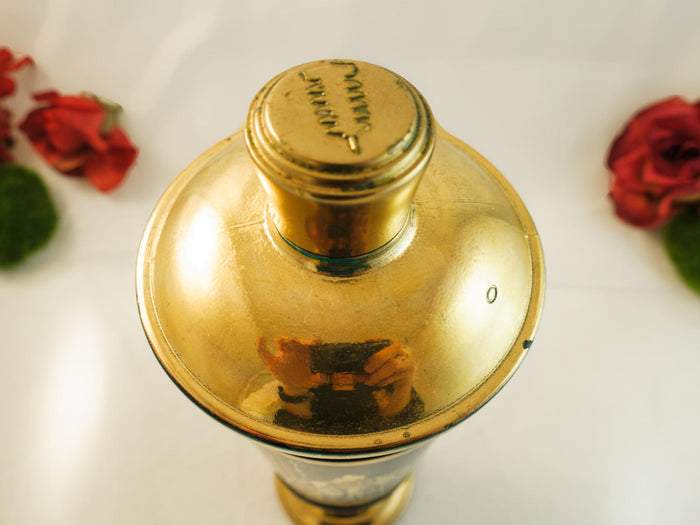 Vintage Gold And Teal Decanter Bottle Asian Design Chinoiserie