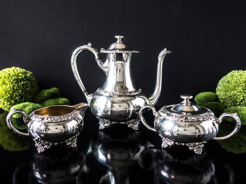Vintage Silver Plate Coffee Service New Beverly Manor Wilcox IS 3 Piece Set