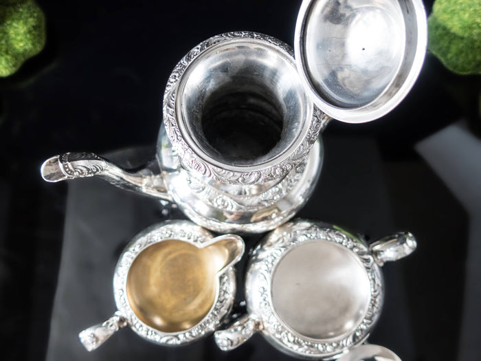 Vintage Silver Plate Coffee Service New Beverly Manor Wilcox IS 3 Piece Set