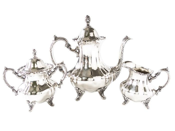 Vintage Silver Plate Coffee Tea Set Service Towle Grand Duchess Coffee & Tea Sets