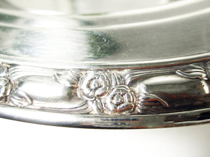Vintage Silver Plate Covered Dish And Serving Tray Set Roses