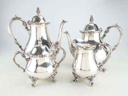 Vintage Silver Plate Tea Set Coffee Service American Rose Webster Wilcox IS