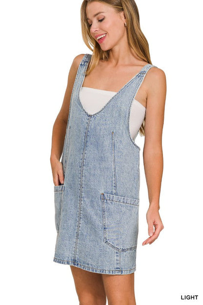 Vintage-Vibe Light Wash Denim Mini Dress