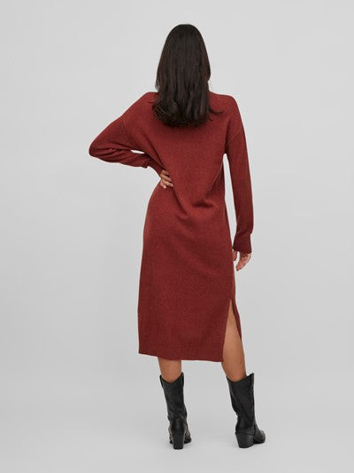 Viril Roll Neck Midi Dress (Fired Brick)