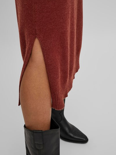 Viril Roll Neck Midi Dress (Fired Brick)