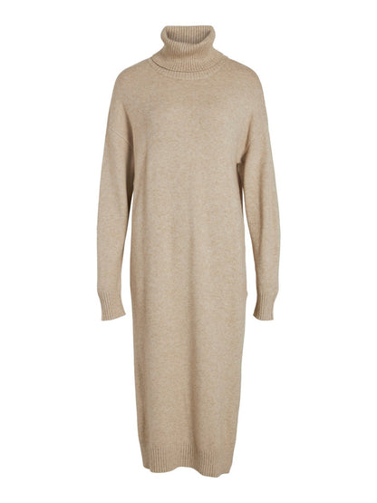 Viril Roll Neck Midi Dress (Natural Melange)