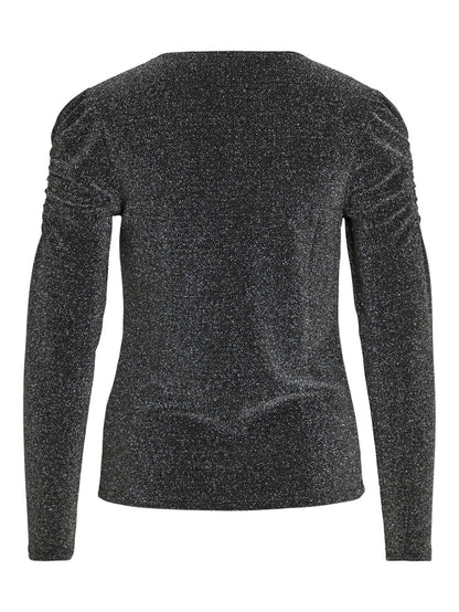 VISHA V-NECK TOP (BLACK/SILVER)