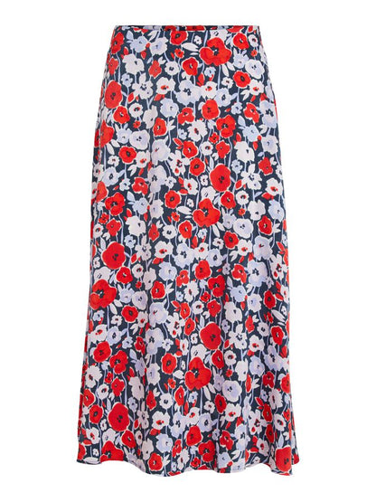 Vita High Waist Midi Skirt (Navy/Red)